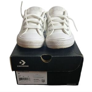 Converse White Chuck Taylor Street Ox Leather Casual Sneakers 11‎ Kids